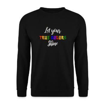 Pride LGBT Liebe gewinnt, wir sind queer und stolz - Unisex Pullover - Schwarz - Vorne - Alina (178cm) & Michal (187cm)