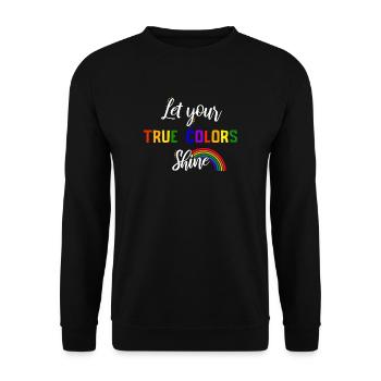 Pride LGBT Liebe gewinnt, wir sind queer und stolz - Unisex Pullover - Schwarz - Vorne - Alina (178cm) & Michal (187cm)
