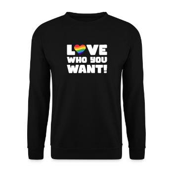 Pride LGBT Liebe gewinnt, wir sind queer und stolz - Unisex Pullover - Schwarz - Vorne - Alina (178cm) & Michal (187cm)