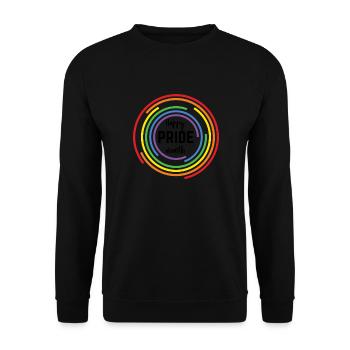 Pride LGBT Liebe gewinnt, wir sind queer und stolz - Unisex Pullover - Schwarz - Vorne - Alina (178cm) & Michal (187cm)