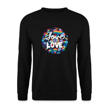 Pride LGBT Liebe gewinnt, wir sind queer und stolz - Unisex Pullover - Schwarz - Vorne - Alina (178cm) & Michal (187cm)