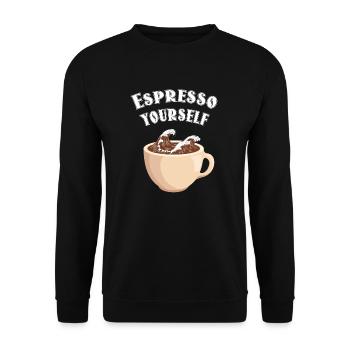 Welttag des Kaffees - Unisex Pullover - Schwarz - Vorne - Alina (178cm) & Michal (187cm)