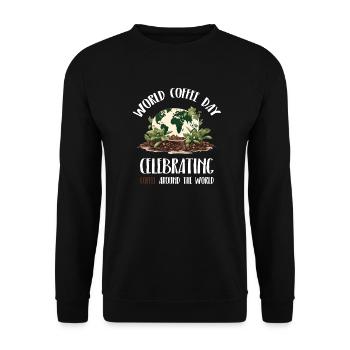 Welttag des Kaffees - Unisex Pullover - Schwarz - Vorne - Alina (178cm) & Michal (187cm)