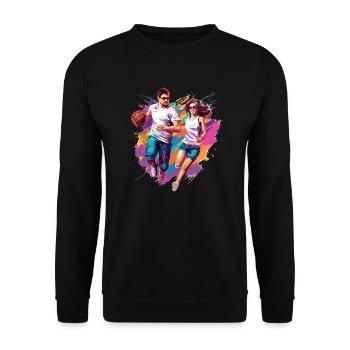 BASKETBALL forever! - Unisex Sweatshirt - black - Front - Alina (178cm) & Michal (187cm)