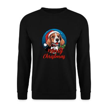 Merry Christmas Beagle - Unisex Sweatshirt - black - Front - Alina (178cm) & Michal (187cm)