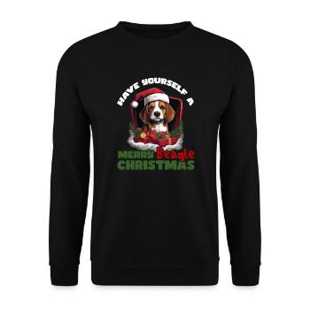 Merry Christmas Beagle - Unisex Sweatshirt - black - Front - Alina (178cm) & Michal (187cm)