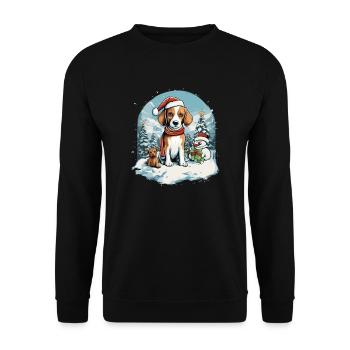 Merry Christmas Beagle - Unisex Sweatshirt - black - Front - Alina (178cm) & Michal (187cm)