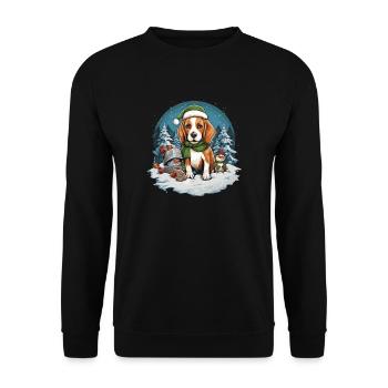 Merry Christmas Beagle - Unisex Sweatshirt - black - Front - Alina (178cm) & Michal (187cm)