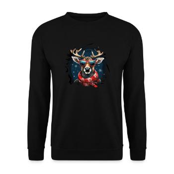 Funny reindeer for Christmas - Unisex Sweatshirt - black - Front - Alina (178cm) & Michal (187cm)