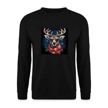Funny reindeer for Christmas - Unisex Sweatshirt - black - Front - Alina (178cm) & Michal (187cm)