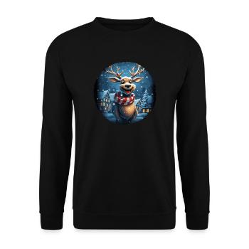 Funny reindeer for Christmas - Unisex Sweatshirt - black - Front - Alina (178cm) & Michal (187cm)