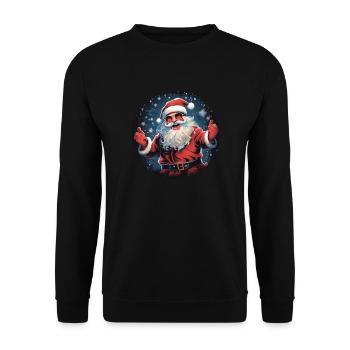 Lustiger Weihnachtsmann zu Weihnachten - Unisex Pullover - Schwarz - Vorne - Alina (178cm) & Michal (187cm)