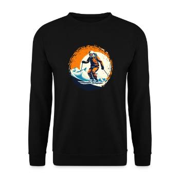 Snowboardung und Skifahren und dann Aprés-Ski - Unisex Pullover - Schwarz - Vorne - Alina (178cm) & Michal (187cm)