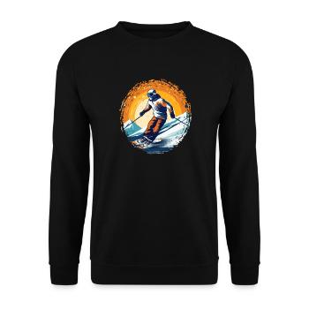 Snowboardung und Skifahren und dann Aprés-Ski - Unisex Pullover - Schwarz - Vorne - Alina (178cm) & Michal (187cm)