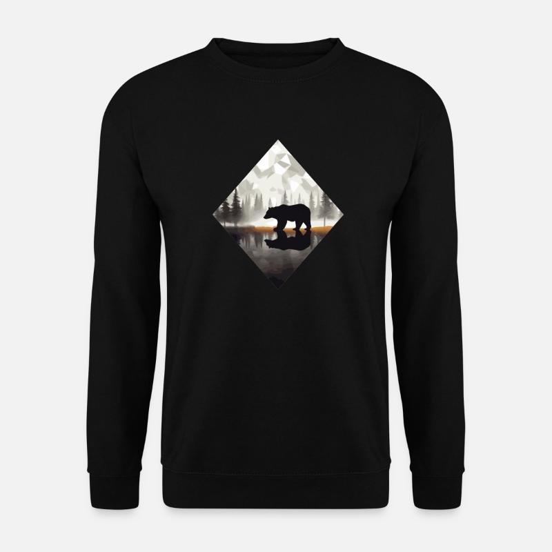 Abstrakter Bär in den Bergen - Unisex Pullover - Schwarz