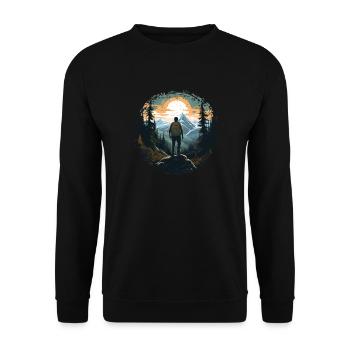 Forest Nature Trekking Adventure - Unisex Sweatshirt - black - Front - Alina (178cm) & Michal (187cm)