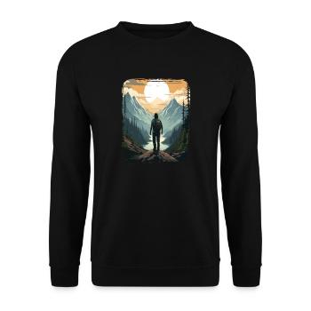 Forest Nature Trekking Adventure - Unisex Sweatshirt - black - Front - Alina (178cm) & Michal (187cm)