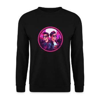 LGBT Gay Valentinstag Idee für Schwule - Unisex Pullover - Schwarz - Vorne - Alina (178cm) & Michal (187cm)