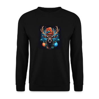 Renne avec boules de Noël et chapeau - Sweat-shirt Unisexe - noir - Devant - Alina (178cm) & Michal (187cm)