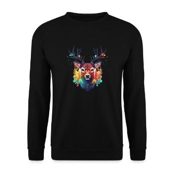 Renne avec boules de Noël et chapeau - Sweat-shirt Unisexe - noir - Devant - Alina (178cm) & Michal (187cm)