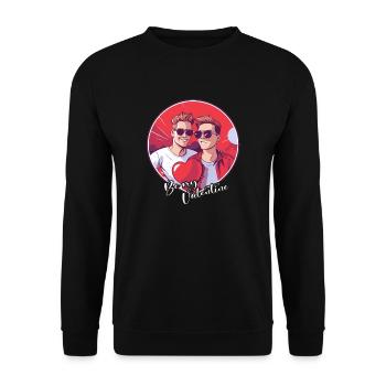 LGBT Gay Valentinstag Idee für Schwule - Unisex Pullover - Schwarz - Vorne - Alina (178cm) & Michal (187cm)