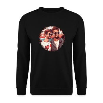 LGBT Gay Valentinstag Idee für Schwule - Unisex Pullover - Schwarz - Vorne - Alina (178cm) & Michal (187cm)