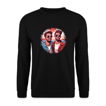 LGBT Gay Valentinstag Idee für Schwule - Unisex Pullover - Schwarz - Vorne - Alina (178cm) & Michal (187cm)