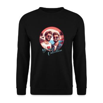 LGBT Gay Valentinstag Idee für Schwule - Unisex Pullover - Schwarz - Vorne - Alina (178cm) & Michal (187cm)