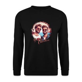 LGBT Gay Valentinstag Idee für Schwule - Unisex Pullover - Schwarz - Vorne - Alina (178cm) & Michal (187cm)