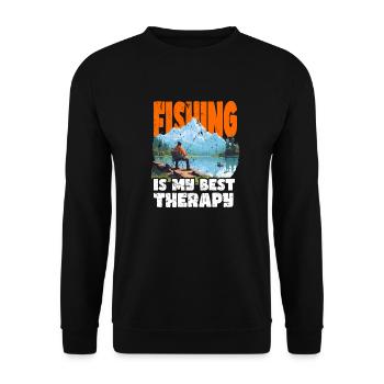 Angeln Freizeit Besinnliche Stille Naturerlebnis - Unisex Pullover - Schwarz - Vorne - Alina (178cm) & Michal (187cm)