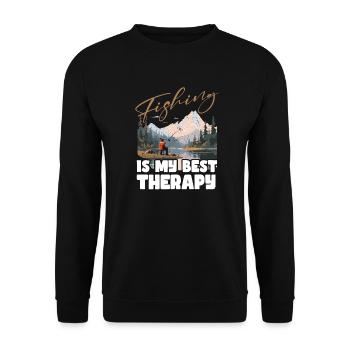 Angeln Freizeit Besinnliche Stille Naturerlebnis - Unisex Pullover - Schwarz - Vorne - Alina (178cm) & Michal (187cm)