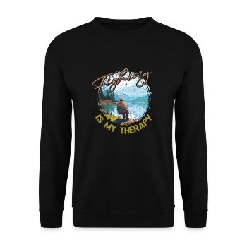 Fishing, Leisure, Contemplative, Quiet, Nature Experience - Unisex Sweatshirt - black - Front - Alina (178cm) & Michal (187cm)