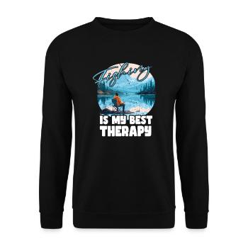 Angeln Freizeit Besinnliche Stille Naturerlebnis - Unisex Pullover - Schwarz - Vorne - Alina (178cm) & Michal (187cm)