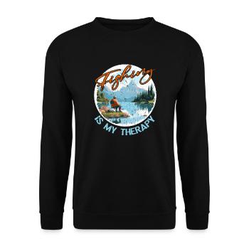Angeln Freizeit Besinnliche Stille Naturerlebnis - Unisex Pullover - Schwarz - Vorne - Alina (178cm) & Michal (187cm)