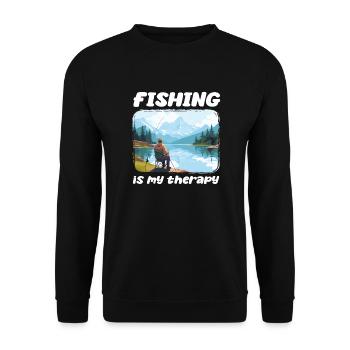 Angeln Freizeit Besinnliche Stille Naturerlebnis - Unisex Pullover - Schwarz - Vorne - Alina (178cm) & Michal (187cm)