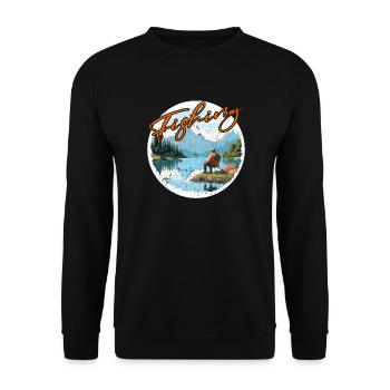 Angeln Freizeit Besinnliche Stille Naturerlebnis - Unisex Pullover - Schwarz - Vorne - Alina (178cm) & Michal (187cm)