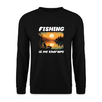Fishing, Leisure, Contemplative, Quiet, Nature Experience - Unisex Sweatshirt - black - Front - Alina (178cm) & Michal (187cm)