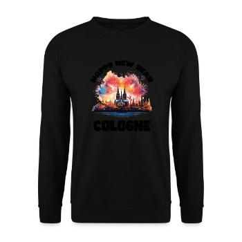 Happy New Year with fireworks in Cologne - Unisex Sweatshirt - black - Front - Alina (178cm) & Michal (187cm)