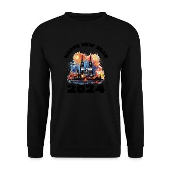 Bonne année avec feux d’artifice à Cologne - Sweat-shirt Unisexe - noir - Devant - Alina (178cm) & Michal (187cm)