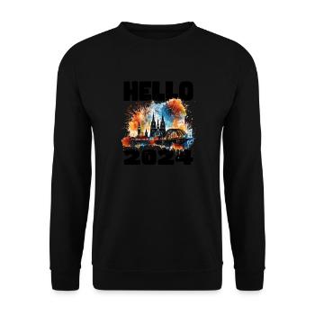Happy New Year with fireworks in Cologne - Unisex Sweatshirt - black - Front - Alina (178cm) & Michal (187cm)