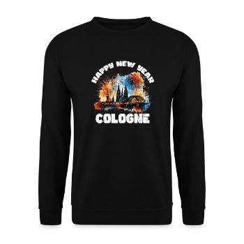 Happy New Year with fireworks in Cologne - Unisex Sweatshirt - black - Front - Alina (178cm) & Michal (187cm)