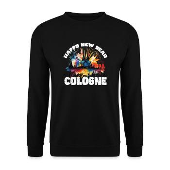 Happy New Year with fireworks in Cologne - Unisex Sweatshirt - black - Front - Alina (178cm) & Michal (187cm)