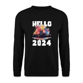 Bonne année avec feux d’artifice à Cologne - Sweat-shirt Unisexe - noir - Devant - Alina (178cm) & Michal (187cm)