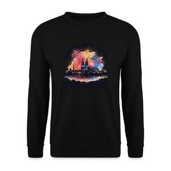Happy New Year with fireworks in Cologne - Unisex Sweatshirt - black - Front - Alina (178cm) & Michal (187cm)