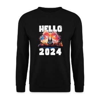 Bonne année avec feux d’artifice à Cologne - Sweat-shirt Unisexe - noir - Devant - Alina (178cm) & Michal (187cm)