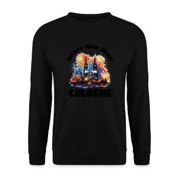 Happy New Year with fireworks in Cologne - Unisex Sweatshirt - black - Front - Alina (178cm) & Michal (187cm)