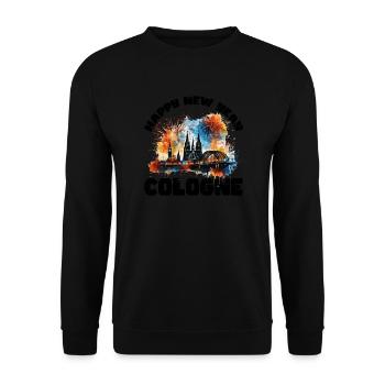 Happy New Year with fireworks in Cologne - Unisex Sweatshirt - black - Front - Alina (178cm) & Michal (187cm)