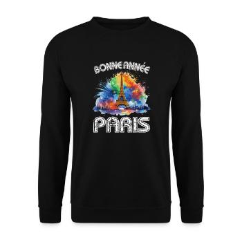 Bonne année avec feu d’artifice à Paris - Sweat-shirt Unisexe - noir - Devant - Alina (178cm) & Michal (187cm)
