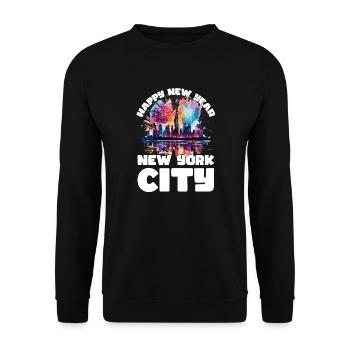 Happy New Year with fireworks in New York - Unisex Sweatshirt - black - Front - Alina (178cm) & Michal (187cm)