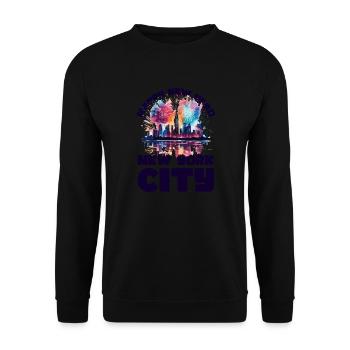 Bonne année avec feux d’artifice à New York - Sweat-shirt Unisexe - noir - Devant - Alina (178cm) & Michal (187cm)